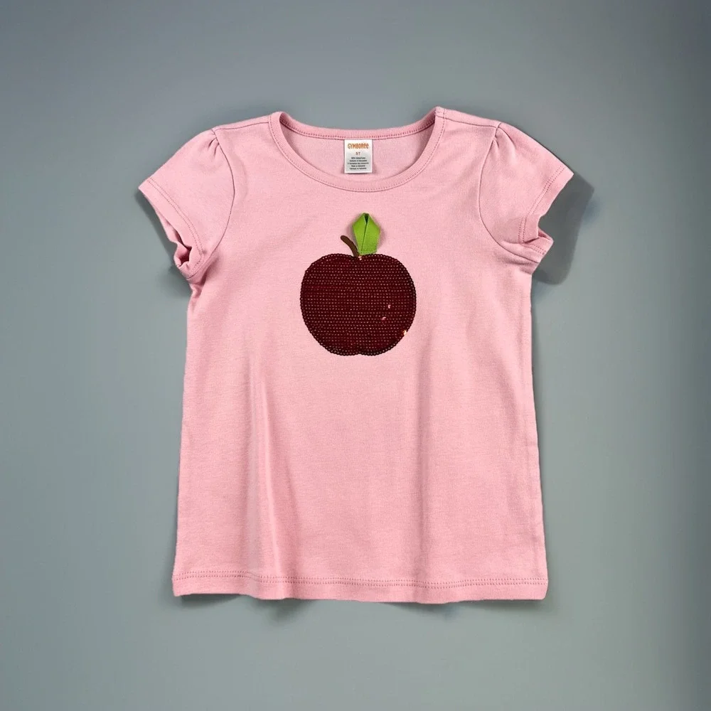 Gymboree Classroom Cutie Sequin Apple Top Girl's Size 5T